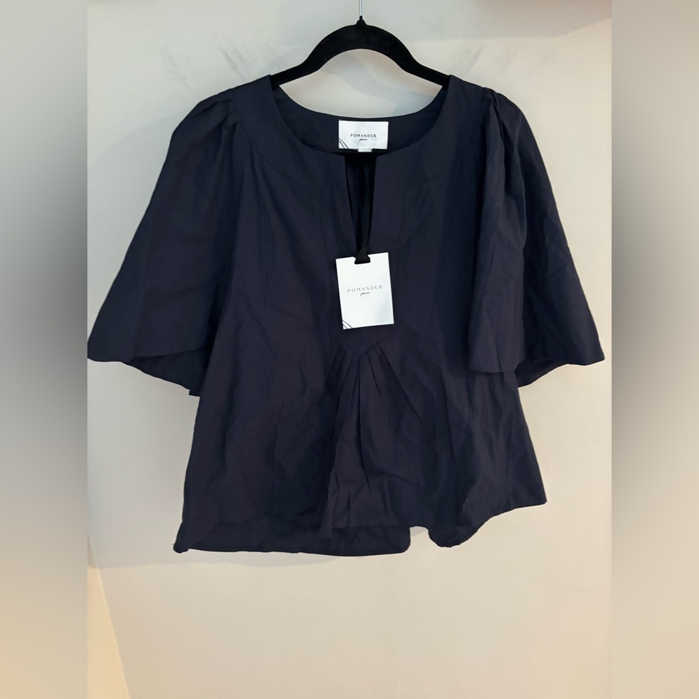 NWT Tuckernuck Pomander Place Black Finley Flutter Sleeve Top sz Large - Picture 5 of 9